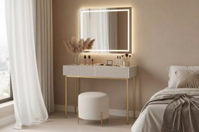 Toaletka Nicole 100 cm z szufladami - kaszmir / złote nóżki