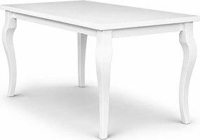 Nowoczesny rozkładany stół Lingo 150-190/80 cm z wygiętymi drewnianymi nogami i blatem z płyty laminowanej