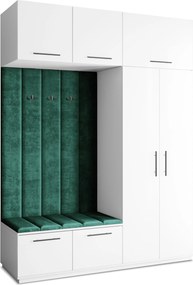 Masseno Garderoba REMA 180/240/60 cm Nowoczesna Szafa do Przedpokoju Biała, MONOLITH 37 (Butelkowa zieleń)