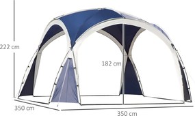 Outsunny Namiot kopułowy, Pawilon ogrodowy, Namiot kopułowy dla 6-8 osób, Namiot imprezowy, Namiot na przyjęcia na taras, balkon, Poliester, Niebieski, 3,5 x 3,5 x 2,22 m