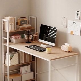 Biurko młodzieżowe z regałem komputerowe jasny brąz nowoczesne loft 120 cm