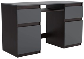 Biurko komputerowe młodzieżowe szkolne 140 cm z półką szufladami REMI2 Wenge/Antracyt