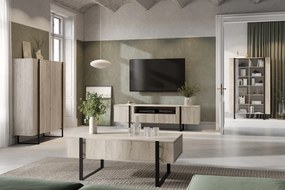 Komoda wysoka Verica 120 cm dwudrzwiowa - dąb biszkoptowy / czarne nóżki