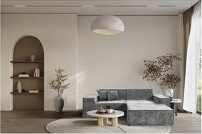 Modułowa sofa prosta z pufem w tkaninie "Lusso" o fakturze - 3-osobowa - szara