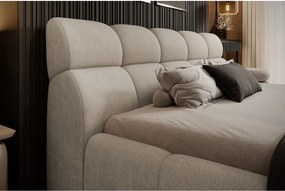 Łóżko GIULIA tapicerowane z pojemnikiem na pościel kolor Beżowy WERSAL