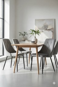 Czarne welurowe krzesło metalowe do stołu E9-B85