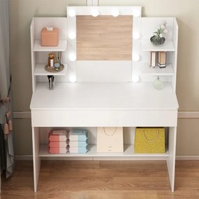 Toaletka kosmetyczna z lustrem LED 110 cm – nowoczesna toaletka do makijażu i wizażu w stylu loft