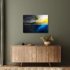 Obraz na szkle - przedstawienie dwóch stron (70x50 cm)
