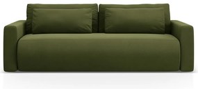 Zielona aksamitna rozkładana sofa ze schowkiem 238 cm Belfast – Cosmopolitan Design