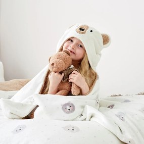 Brązowo-kremowy koc dziecięcy z kapturem z mikropluszu 90x125 cm Cosy Bear – Catherine Lansfield