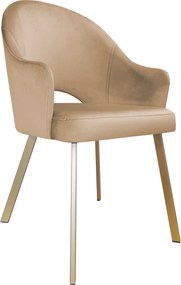 Krzesło Velvet tkanina Welur noga metalowa : Kolor nogi - Złota profil, Kolor tkaniny - VELVET - MG06, Typ siedziska - Siedzisko stałe