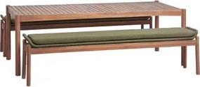 Zestaw: Prostokątny Stół 180x90 Cm I 2 Ławki Ogrodowe Z Drewna Akacjowego I Plecionej Liny Karvia Akacja Brąz & Bouclé Salvia Zieleń - Sklum