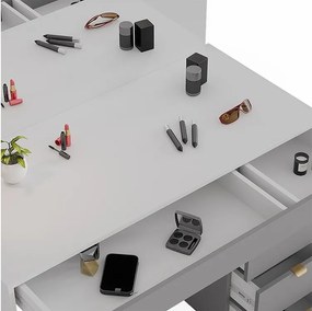 Stół toaletowy biały/szary/szary 115x55x76 elise