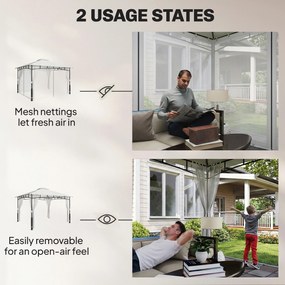 Outsunny Pawilon, 3x3,6 m wodoodporny stabilny pawilon ogrodowy z siatką na owady, dwuwarstwowy dach, do ogrodu, tarasu, czarny | Aosom PL