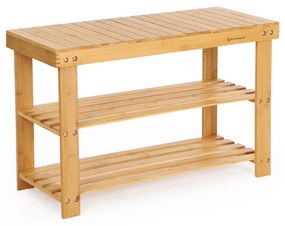 Ławka bambusowa z miejscem na buty SANDY, 70x28x45cm, naturalne drewno SongmicsHome