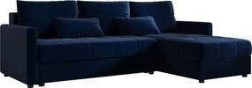BEDANTE narożnik MOS L BIS Itaka 11 ciemnoniebieski prawa z funkcją spania sofa w kształcie litery L z pojemnikiem na pościel sofa do salonu kanapa sofa rozkładana