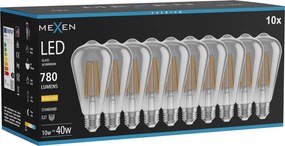 Mexen Vintis 10x żarówka filament LED E27, ST64, 10W, Ciepła - 2700K, 780 lm, smoke - L152-E27-1027-70x10