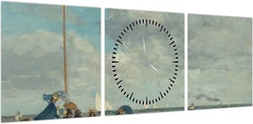 Obraz - Eugène Boudin, Beach  at Trouville, reprodukcje (z zegarem) (90x30 cm)
