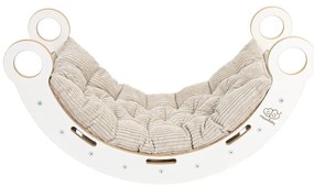 Biało-beżowa huśtawka z litego drewna sosnowego 39x75x38 cm Montessori – Meowbaby