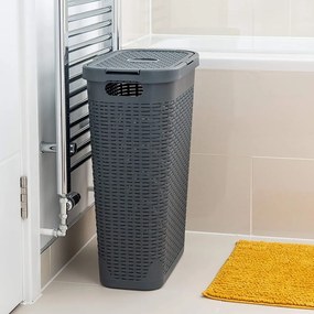 Szary kosz na pranie Addis Rattan Effect Slim Hamper, 40 l