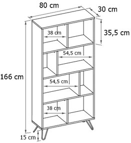 Biały wysoki regał z półkami w stylu loft czarny