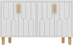 Komoda – 120 cm x 73,6 cm x 29,6 cm – Biała – Płyta wiórowa