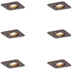 Zewnetrzna Zestaw 6 zaokrąglonych reflektorów wpuszczanych z ciemnego brązu GU10 50mm IP44 - Alberto Nowoczesny Oswietlenie zewnetrzne