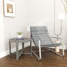 Outsunny Okrągły stolik ogrodowy odporny na warunki atmosferyczne aluminiowy stół balkonowy z wykończeniem marmurowym szary