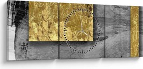 Obraz - Złote kwadraty N⁰2 (z zegarem) (90x30 cm)