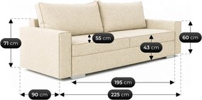 Sofa z Funkcją Spania DRAVOS Kremowa Boucle Nowoczesna