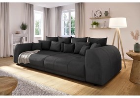 Czarna sztruksowa rozkładana sofa 310 cm Vanessa – Ropez