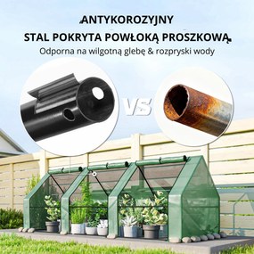 Outsunny tunel foliowy szklarnia ogrodowa mini tunel do warzyw szybki montaż 270x90x90 cm zielony | Aosom PL
