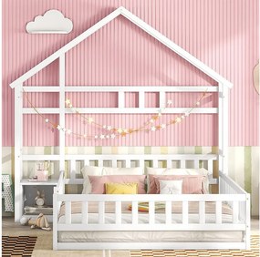 Łóżko kabinowe 140 x 200 cm – sosna – białe – materac nie jest wliczony w cenę