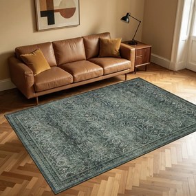 Dywan vintage INKA Oriental z Efektem Postarzenia Zielony 140 cm x 200 cm