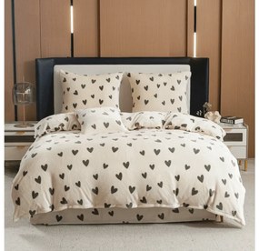 PrzytulneMieszkanie.pl PrzytulneMieszkanie.pl Pościel z mikropluszu HEARTINO kremowa Rozmiar pościeli: 70 x 90 cm | 140 x 220 cm