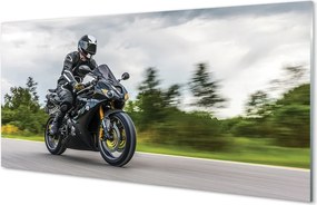 Szklany Panel Motocykl na Drodze pod Chmurami