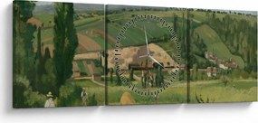 Obraz - Camille Pissarro, Landscape at Les Pâtis, Pontoise, reprodukcje (z zegarem) (90x30 cm)