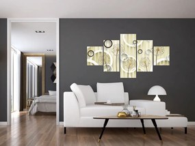 Abstrakcyjny obraz z dmuchawcami (125x70 cm)