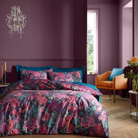 Fioletowa aksamitna pościel dwuosobowa 230x220 cm Kate Floral – Catherine Lansfield