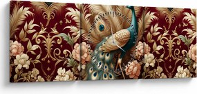 Obraz – Elegancki paw (z zegarem) (90x30 cm)