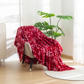 Czerwony świąteczny mikropluszowy koc SNOWFALL Rozmiar: 150 x 200 cm