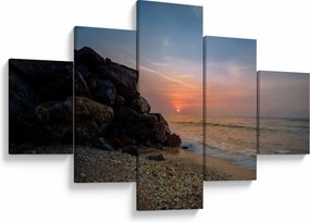 Obraz zachodu słońca na plaży (125x70 cm)