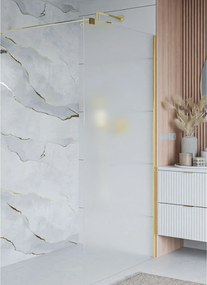Ścianka prysznicowa Walk-in satynowa matowa prostokątna 8 mm MOLIS Satin Classic MASSI | rożne rozmiary : Kolor profili kabiny - złoty szczotkowany, Szerokość ścianki - 110 cm , Typ montażu - WALK in FIX (Do ściany)