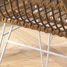 HOMCOM Zestaw 2 Krzesła Boho Kuchenne PE-Rattan Wymiary 56x60x79 cm Naturalny Biały | Aosom PL