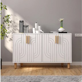 Komoda – 120 cm x 73,6 cm x 29,6 cm – Biała – Płyta wiórowa