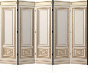 Parawan pokojowy 5-częściowy 225x172 Dwustronny dekoracyjny glamour Kremowy Pałacowa Boazeria Złoto