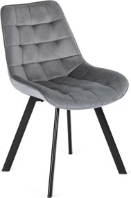 Krzesło Tapicerowane do Salonu RICK Szare Welurowe Nowoczesne Loft