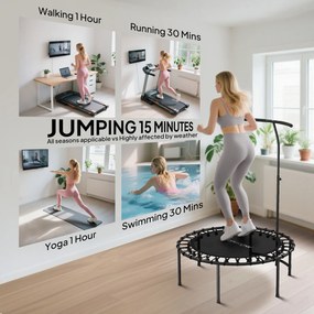 SPORTNOW Trampolina Rebounder, 5-stopniowy regulowany uchwyt, trampolina do treningu, Czarny