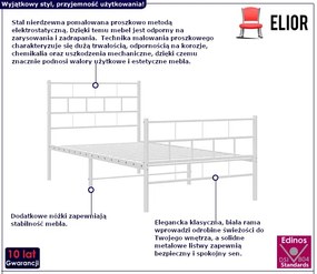 Łóżko białe metalowe 100x200 Isco