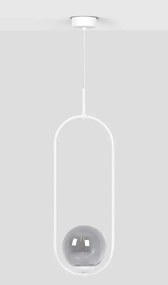 Biało grafitowa eliptyczna lampa wisząca nad wyspę A488 W3-R37